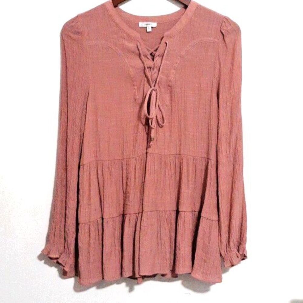 Jodifl Women's Peasant Blouse L Pink Boho Cottagecore